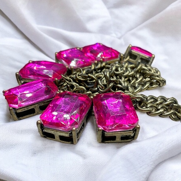 🌺Vintage Pink/Magenta GLASS Necklace - Picture 12 of 13